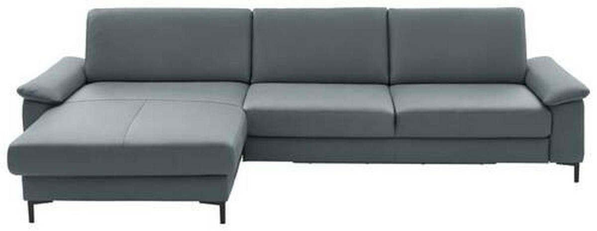 ECKSOFA in Echtleder Blaugrau  - Blaugrau/Schwarz, Design, Leder/Metall (176/334cm) - Dieter Knoll