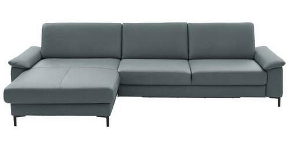 ECKSOFA in Echtleder Blaugrau 176/334 cm - Blaugrau/Schwarz, Design, Leder/Metall (176/334cm) - Dieter Knoll