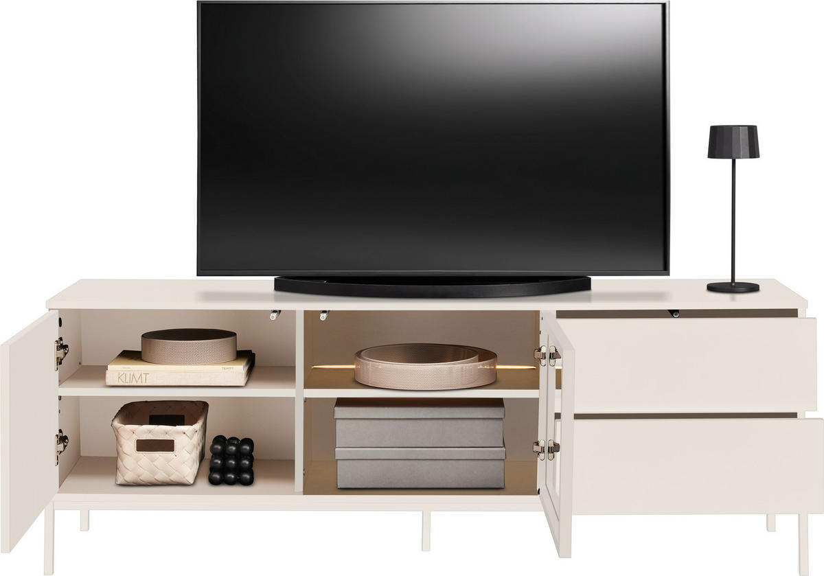 LOWBOARD  in 153,6/56/38 cm  - Kaschmir, KONVENTIONELL, Glas/Holzwerkstoff (153,6/56/38cm) - Voleo