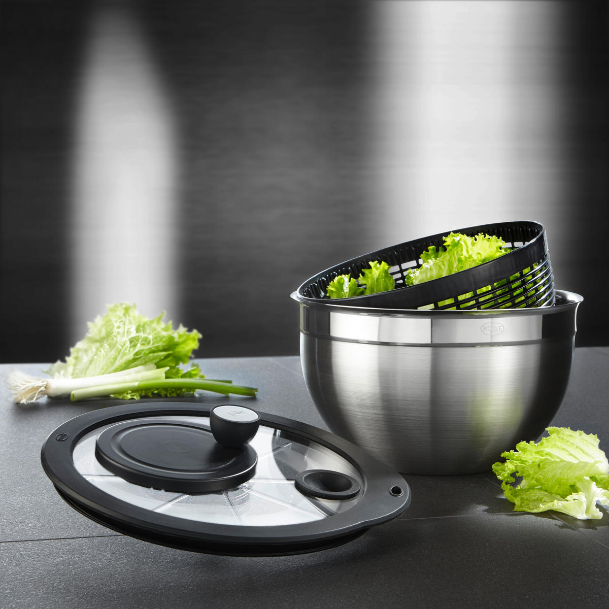SALATSCHLEUDER  - Edelstahlfarben, KONVENTIONELL, Metall (27/25,5/18,5cm) - Rösle