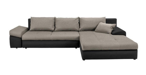 ECKSOFA in Webstoff Anthrazit, Greige  - Greige/Anthrazit, Design, Kunststoff/Textil (313/215cm) - Carryhome