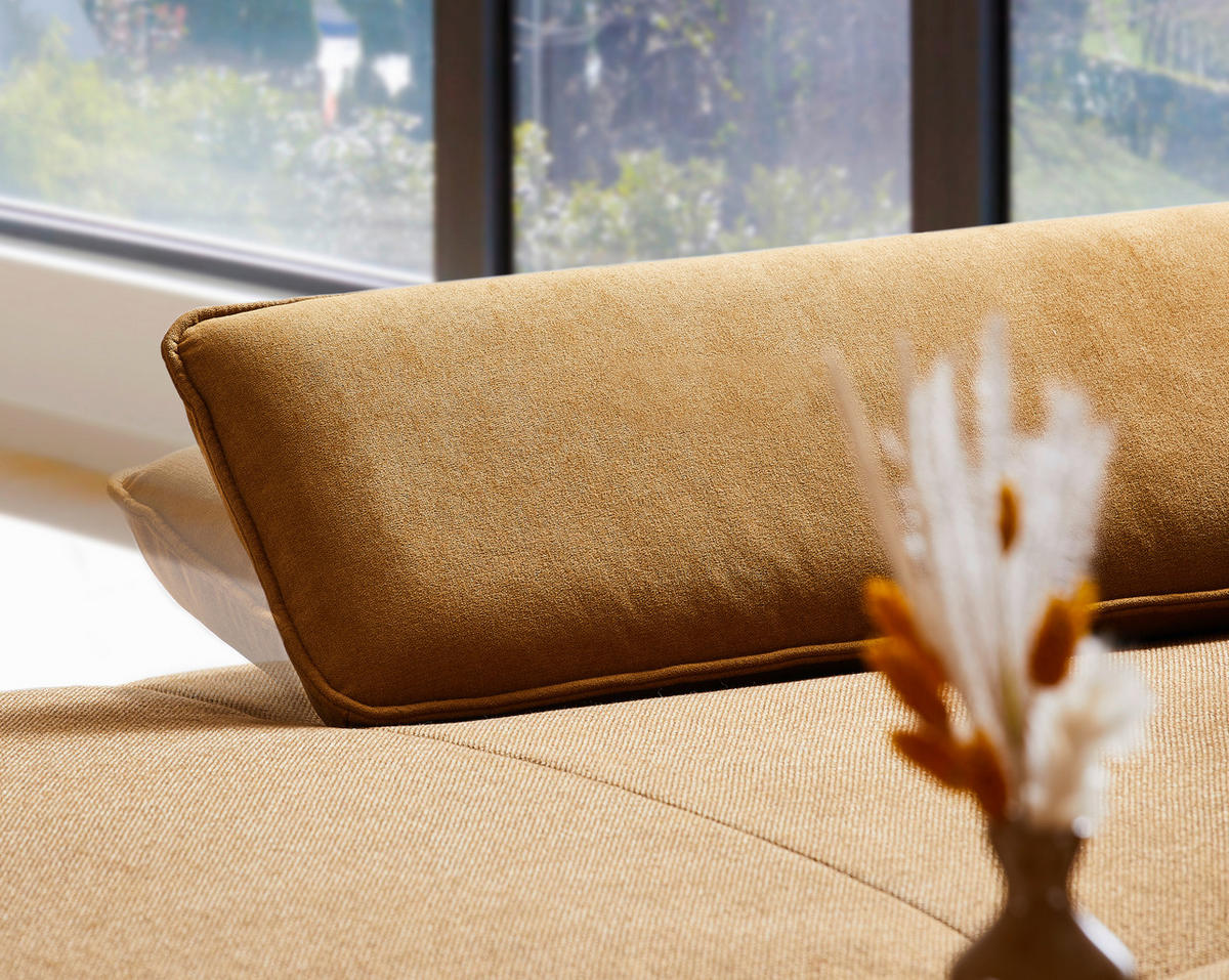 ECKSOFA in Flachgewebe Orange  - Schwarz/Orange, Design, Textil/Metall (191/301cm) - Moderano