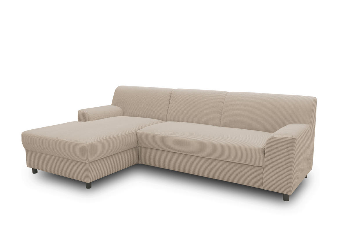 ECKSOFA CAPRI 2 Taupe Cord Zierkissen  - Taupe/Schwarz, Basics, Kunststoff/Textil (146/241cm) - MID.YOU