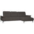 ECKSOFA in Chenille, Flachgewebe Dunkelgrün, Graubraun  - Dunkelgrün/Graubraun, Design, Textil/Metall (318/165cm) - Xora