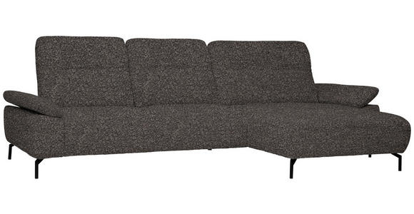 ECKSOFA in Chenille, Flachgewebe Dunkelgrün, Graubraun  - Dunkelgrün/Graubraun, Design, Textil/Metall (318/165cm) - Xora