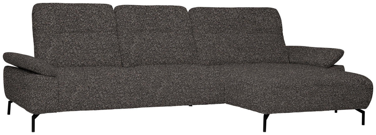ECKSOFA in Chenille, Flachgewebe Dunkelgrün, Graubraun  318/165 cm  - Dunkelgrün/Graubraun, Design, Textil/Metall (318/165cm) - Xora