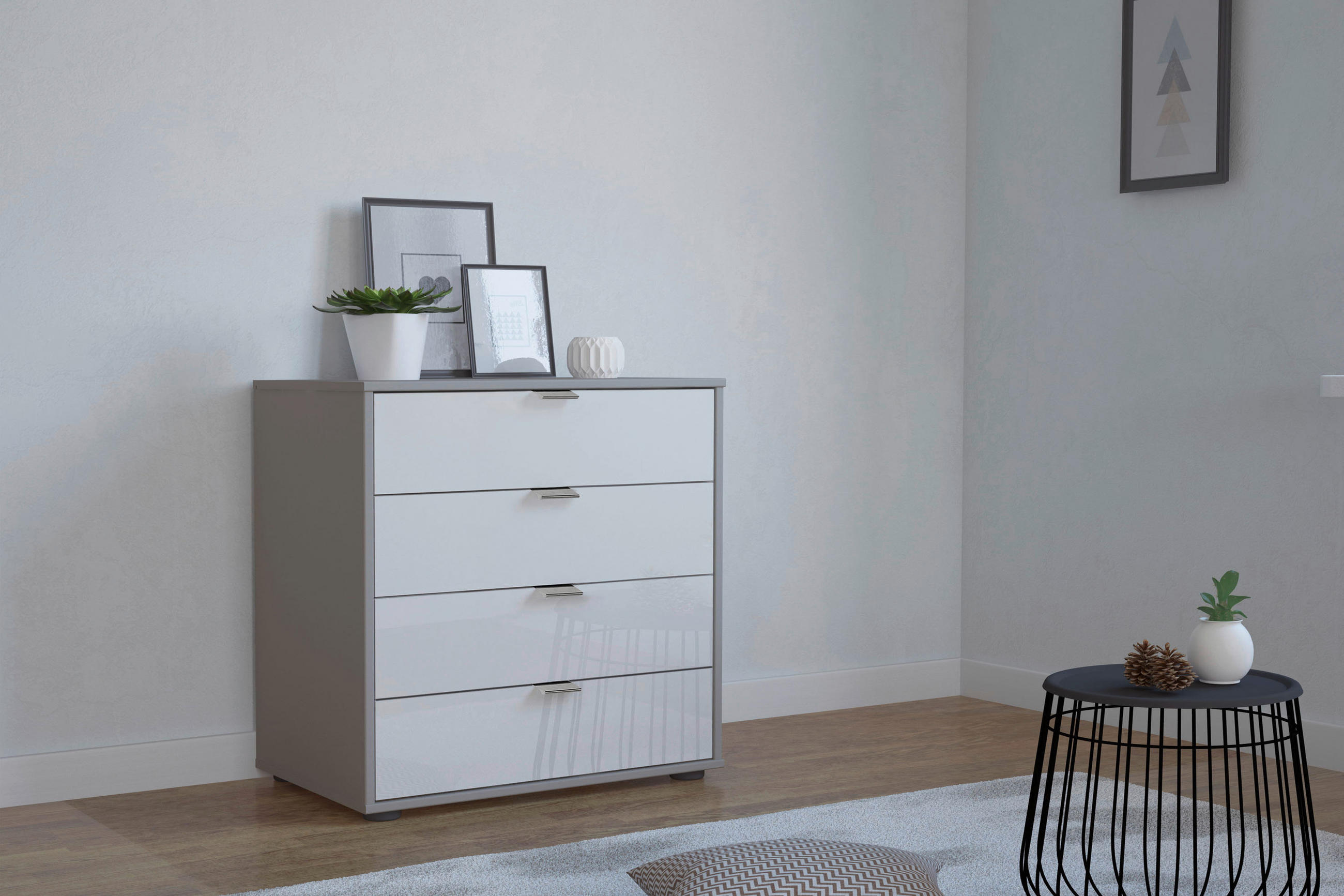 KOMMODE  in 80/70/43 cm  - Chromfarben/Schwarz, KONVENTIONELL, Glas/Holzwerkstoff (80/70/43cm) - Dieter Knoll