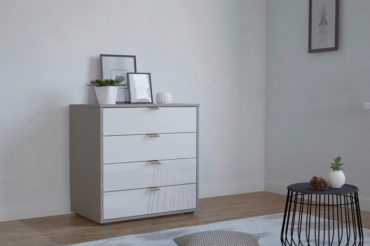 KOMMODE  in 80/70/43 cm  - Chromfarben/Schwarz, KONVENTIONELL, Glas/Holzwerkstoff (80/70/43cm) - Dieter Knoll