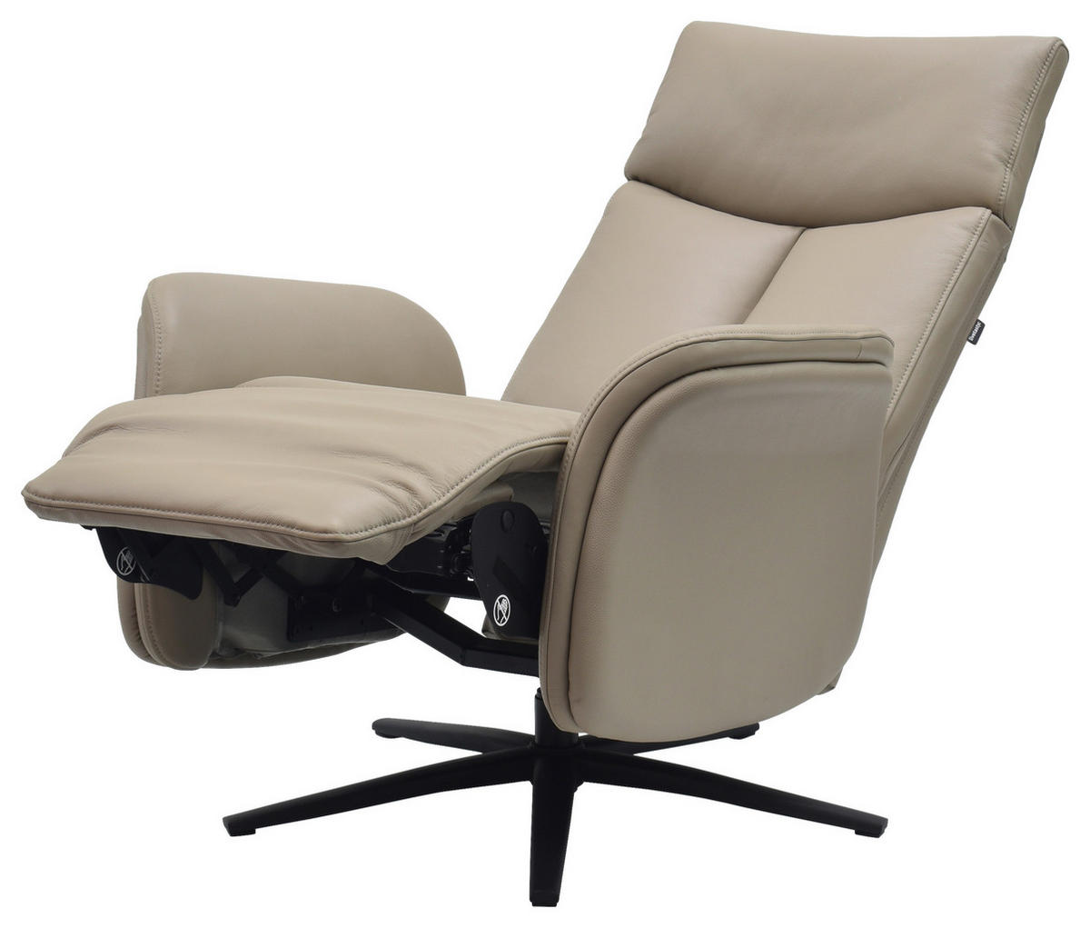 RELAXSESSEL Echtleder    - Schwarz/Grau, Design, Leder/Holz (75/109/84/148/84cm) - Livetastic