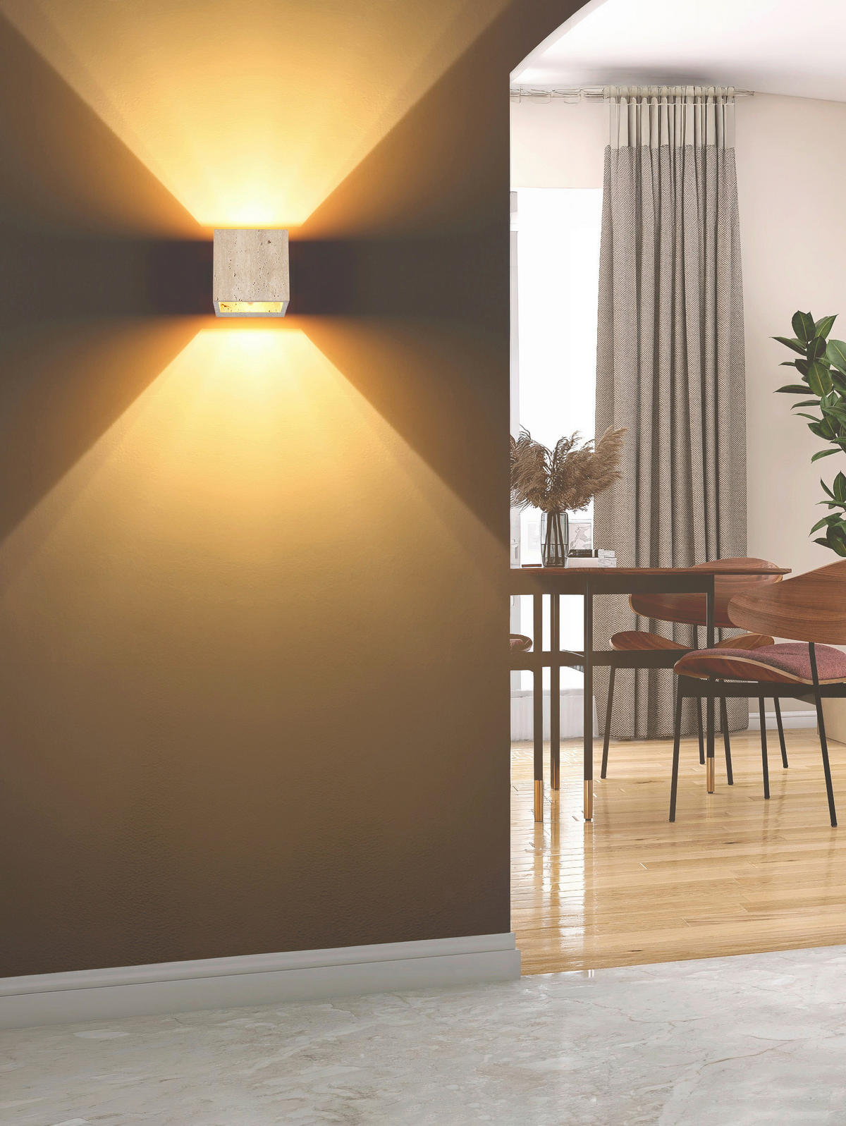 LED-WANDLEUCHTE Rojas 12/12/12 cm  - Naturfarben/Weiß, Natur, Stein/Metall (12/12/12cm)