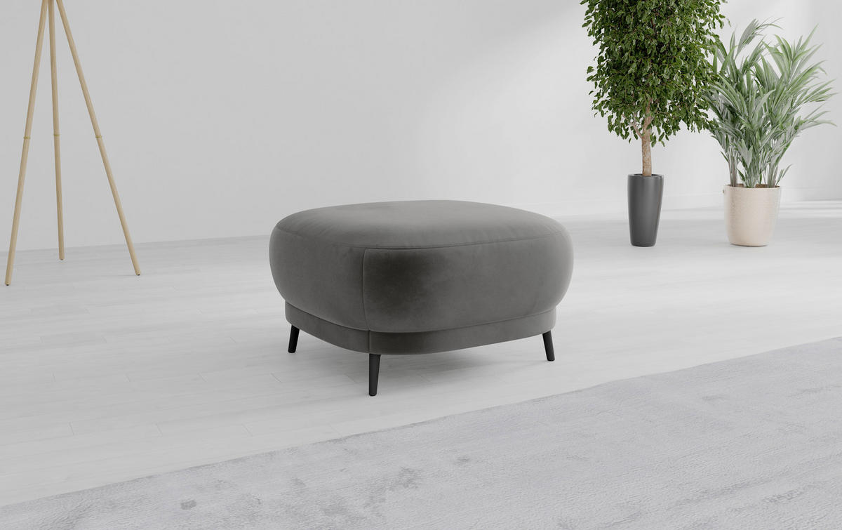 HOCKER in Textil Grau  - Schwarz/Grau, MODERN, Textil/Metall (90/49/90cm) - Sit & More