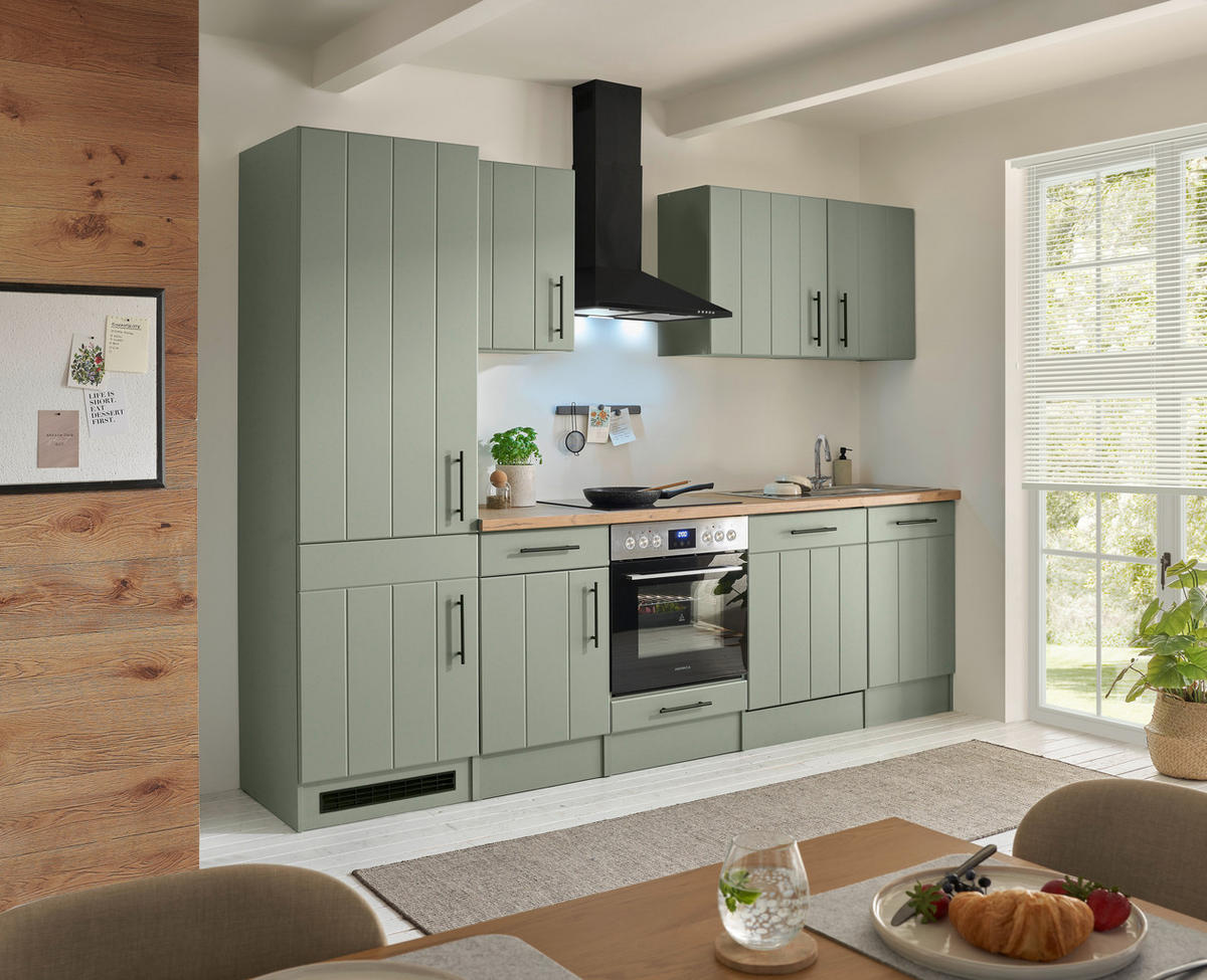 KÜCHENBLOCK 280 cm   in Wildeiche, Schilfgrün  - Schilfgrün/Wildeiche, Trend, Holzwerkstoff/Metall (280cm) - Respekta