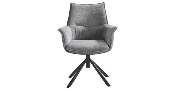 ARMLEHNSTUHL  in Stahl Chenille, Flachgewebe  - Schwarz/Grau, Design, Textil/Metall (67/87/65cm) - Novel
