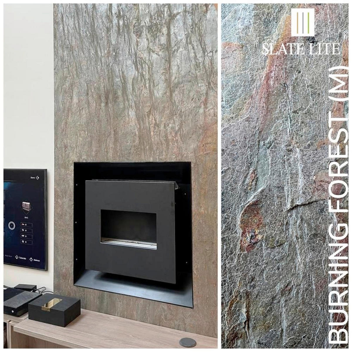 WANDPANEEL Grau, Dunkelgrau, Dunkelgrün, Dunkelrot, Dunkelgelb  - Dunkelgrün/Dunkelgrau, Basics, Kunststoff/Stein (240/120cm)