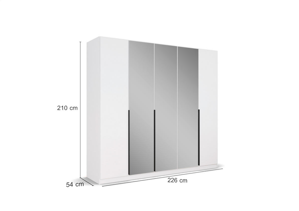 DREHTÜRENSCHRANK in Weiss  - Weiss/Grau, Modern, Holzwerkstoff/Metall (226/210/54cm) - Rauch Möbel