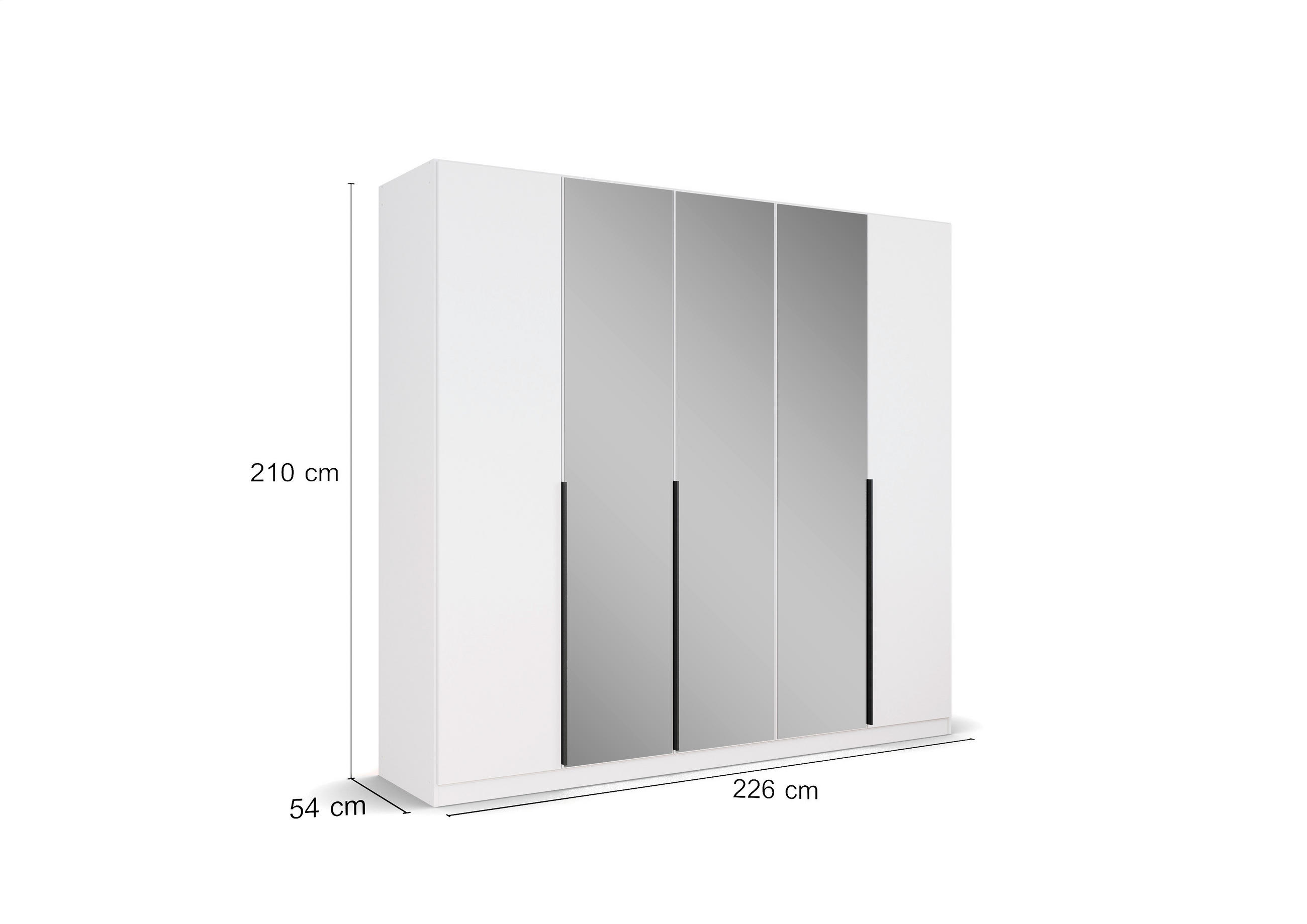 Thumbnail - Rauch Möbel Drehtürenschrank, Weiß, Metall, 3 Fächer, 226x210x54 cm, Made in Germany, Goldenes M, Blauer Engel, Schrankf...