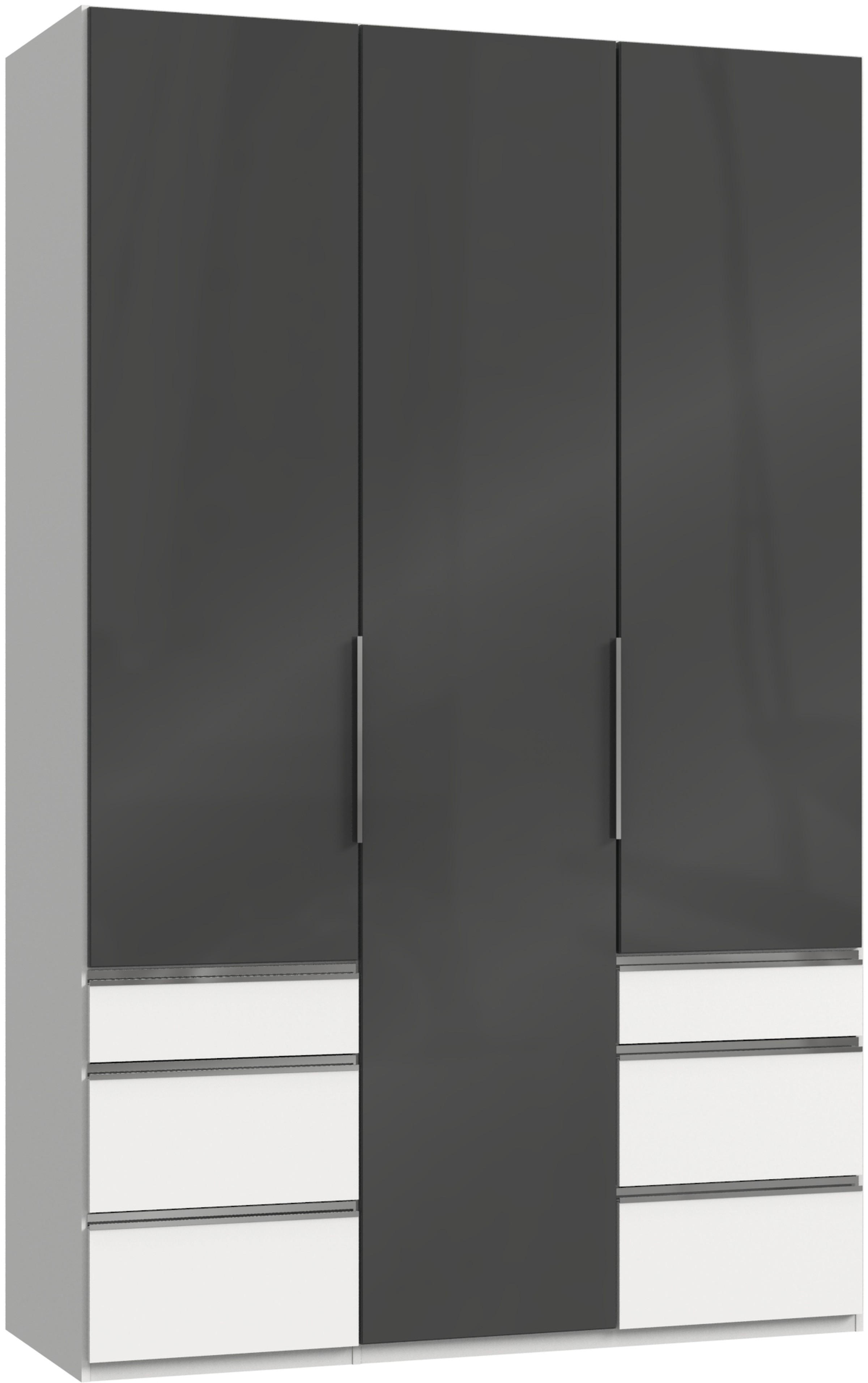DREHTÜRENSCHRANK 3-türig Grau, Weiß  - Chromfarben/Weiß, MODERN, Glas/Holzwerkstoff (150/236/58cm) - MID.YOU