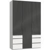 DREHTÜRENSCHRANK in Grau, Weiss  - Chromfarben/Weiss, Modern, Glas/Holzwerkstoff (150/236/58cm) - MID.YOU
