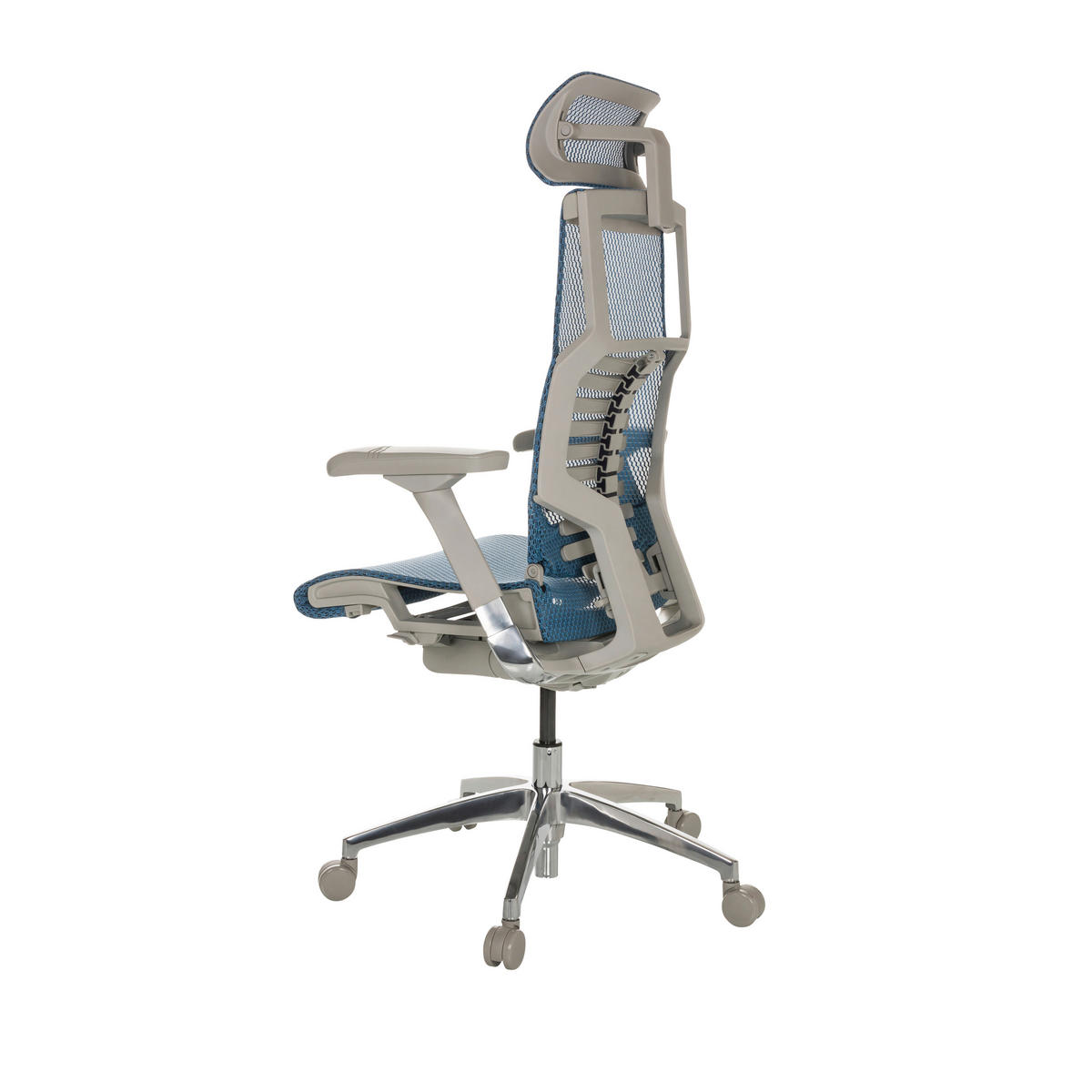 DREHSTUHL Netz Blau  - Blau/Alufarben, Basics, Kunststoff/Textil (67/119-135/60cm) - MID.YOU