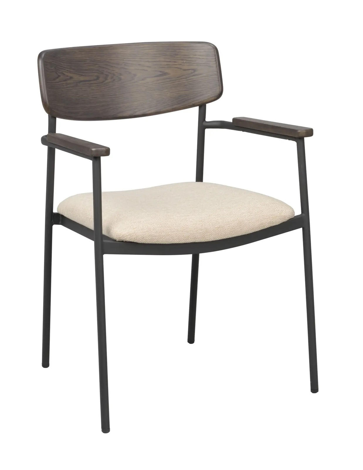 STOL MED ARMSTÖD  stapelbar   - beige/brun, Klassisk, metall/trä (59/83/53cm) - Rowico