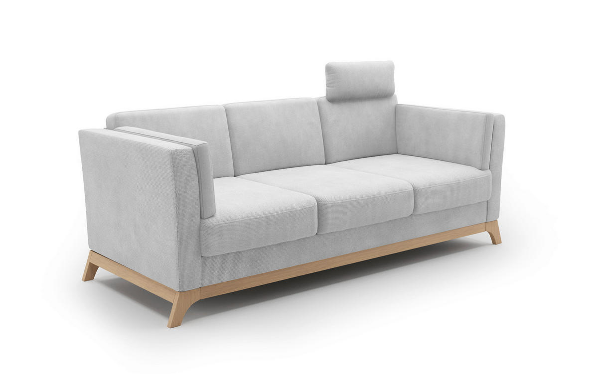 3-SITZER-SOFA in Flachgewebe Silberfarben  - Eichefarben/Silberfarben, Konventionell, Holz/Textil (213/84/93cm) - Sit & More