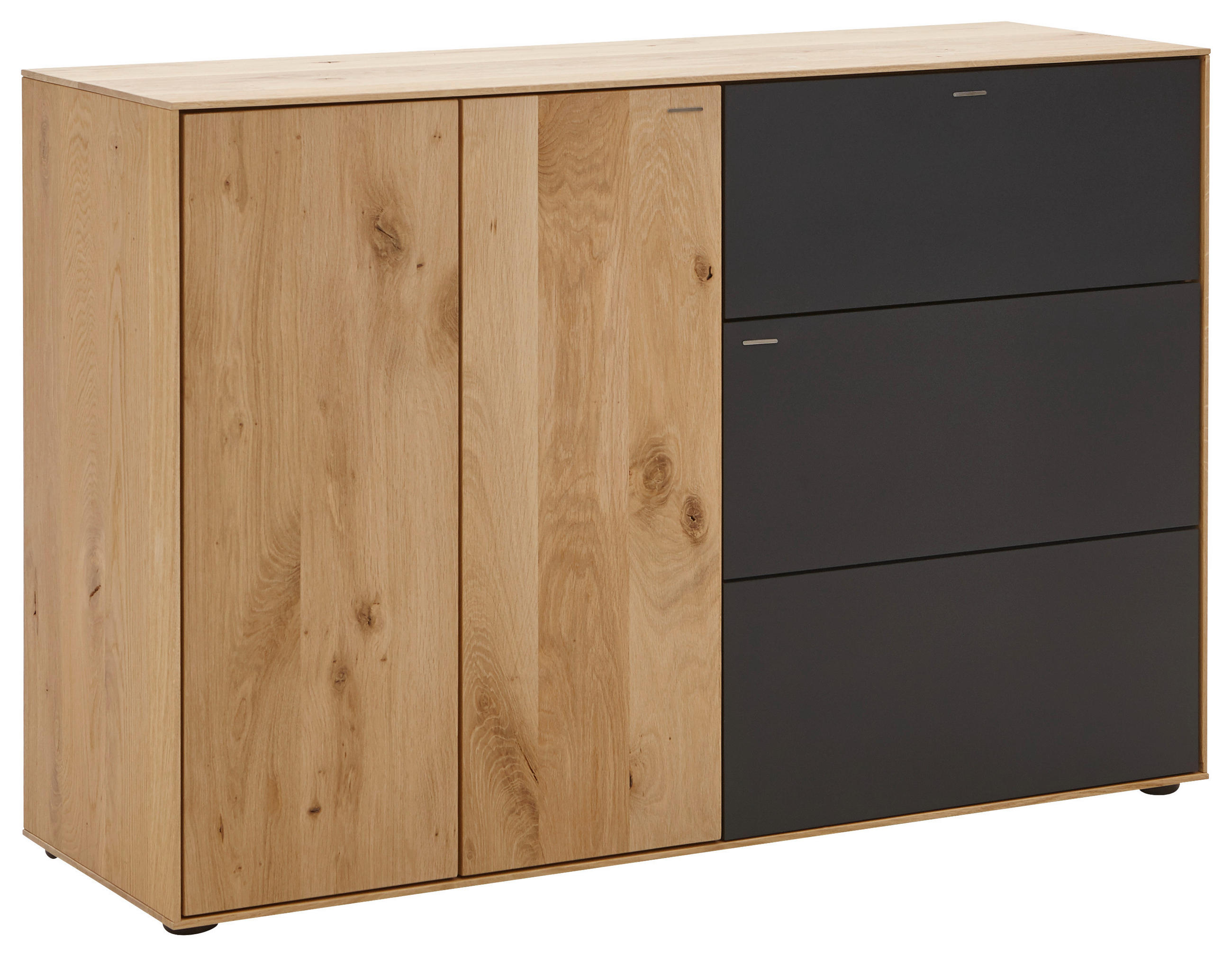 SCHUHSCHRANK Kerneiche vollmassiv Anthrazit, Eichefarben  - Eichefarben/Anthrazit, Natur, Holz/Kunststoff (117,5/81/39cm) - Valnatura