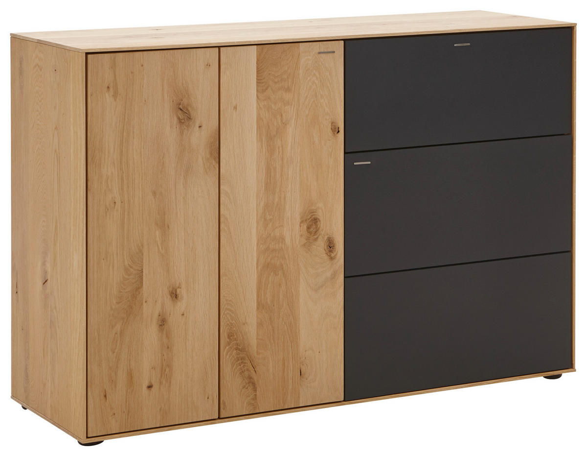 SCHUHSCHRANK  in 117,5/81/39 cm  - Eichefarben/Anthrazit, Natur, Holz/Kunststoff (117,5/81/39cm) - Valnatura