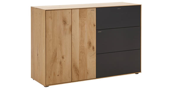 SCHUHSCHRANK  in 117,5/81/39 cm  - Eichefarben/Anthrazit, Natur, Holz/Kunststoff (117,5/81/39cm) - Valnatura