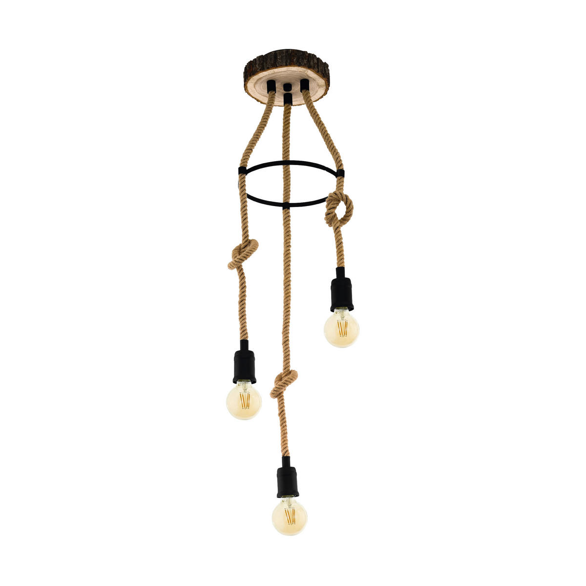 HÄNGLAMPA Rampside 30/110 cm  - svart/naturfärgad, Natur, metall/trä (30/110cm) - Eglo