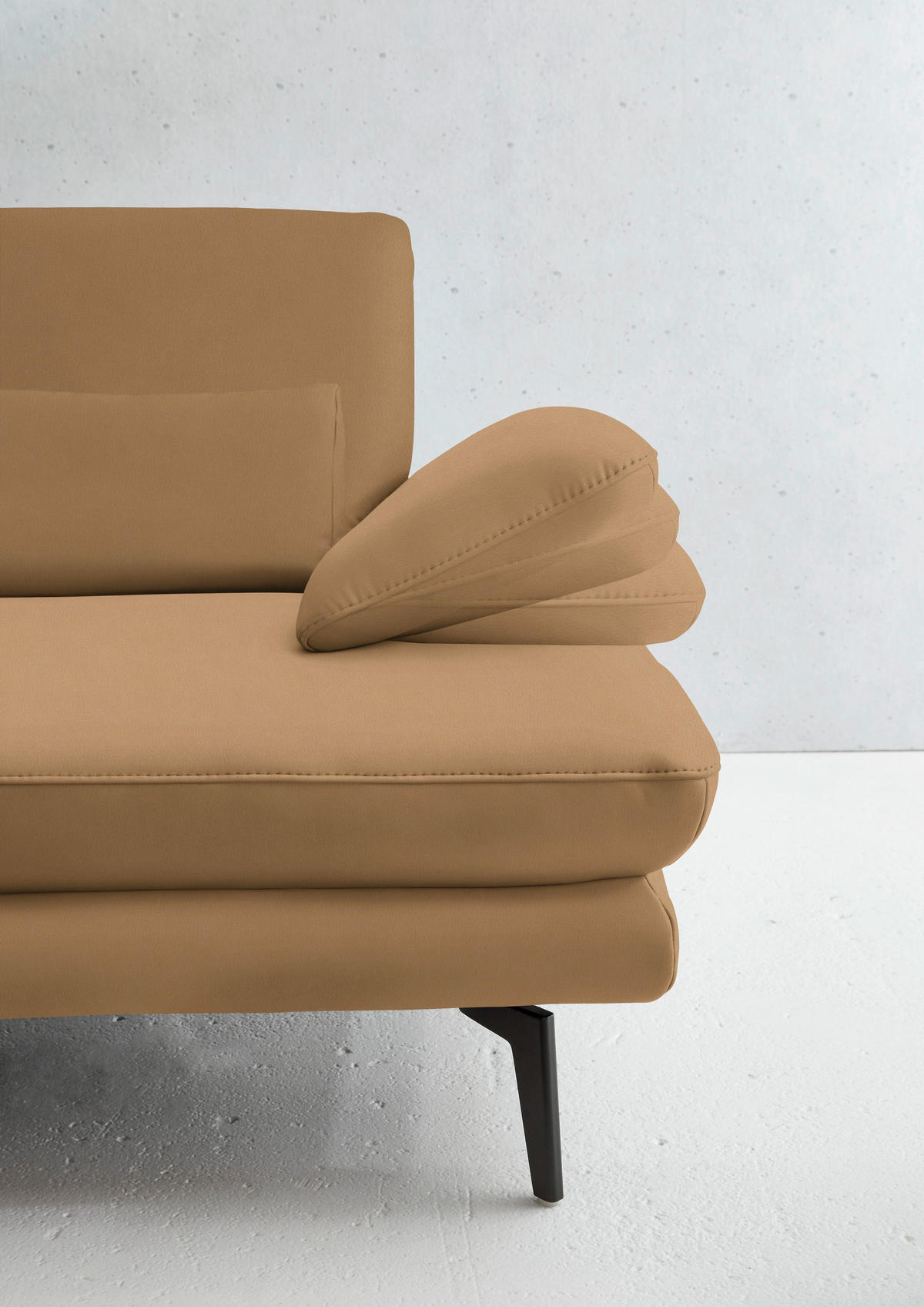 2,5-SITZER in Echtleder Honig  - Schwarz/Honig, Design, Leder/Metall (196/86/104cm) - Dieter Knoll