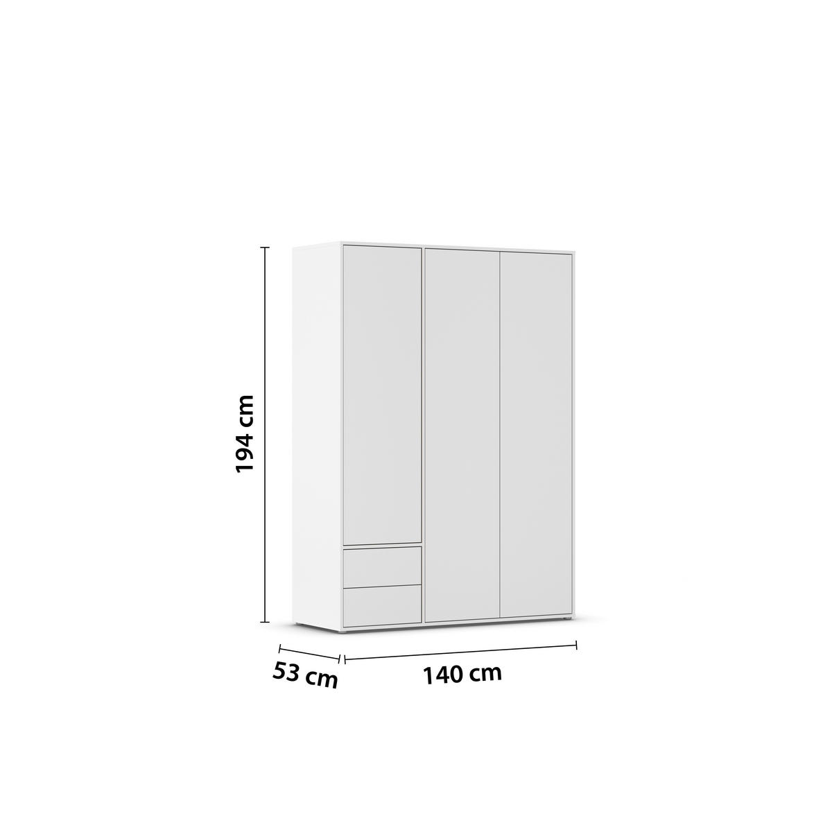 DREHTÜRENSCHRANK in Weiss  - Weiss, Modern, Holzwerkstoff (140/194/53cm) - Rauch Möbel
