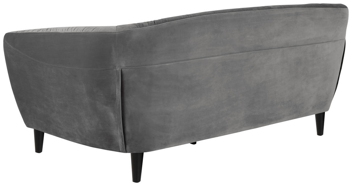 CHESTERFIELD-SOFA Dunkelgrau Samt  - Dunkelgrau/Schwarz, Trend, Holz/Textil (191/78/84cm) - Ambia Home