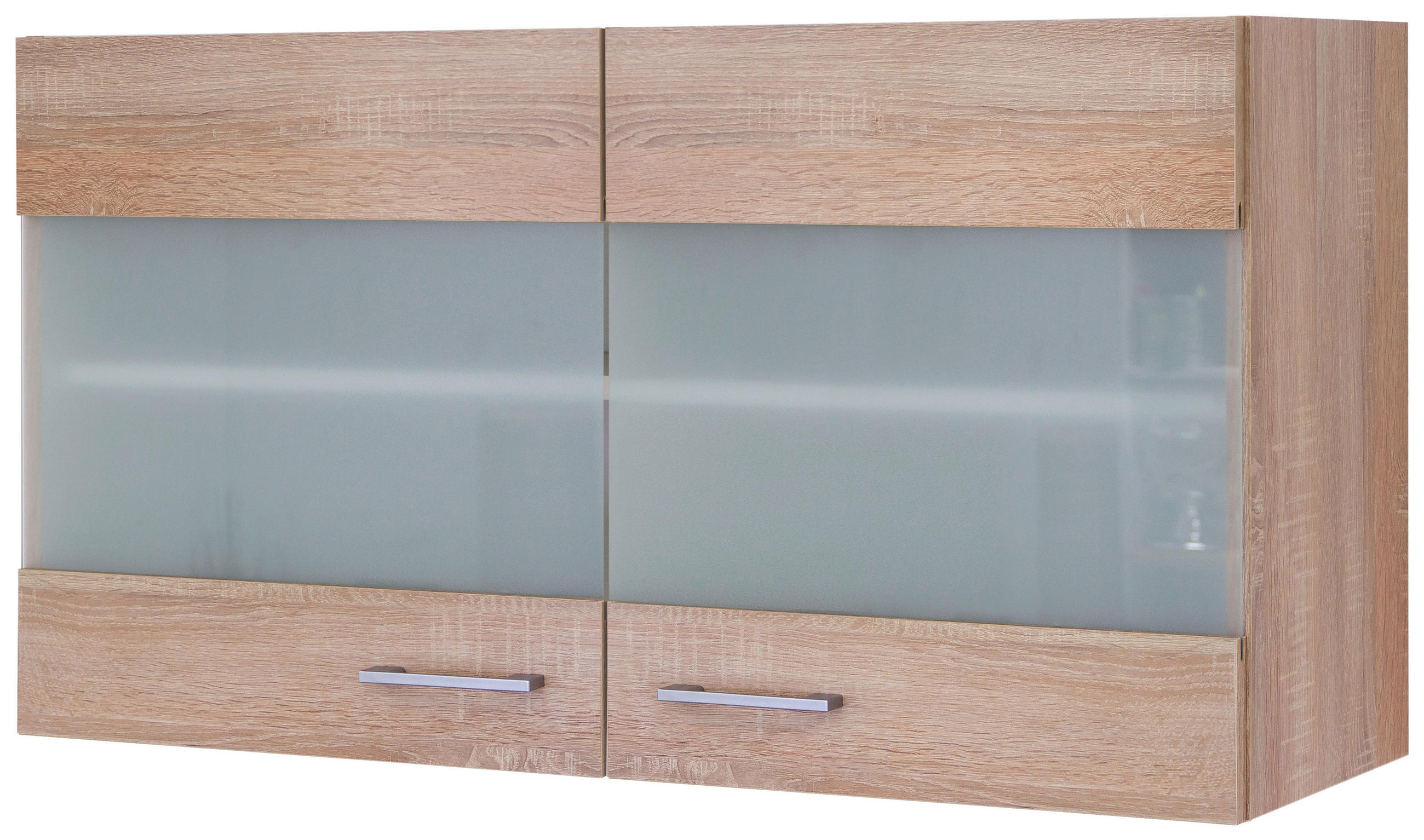 Küchenoberschrank Samoa 100 cm Eiche Dekor 2 Drehtüren + Glas