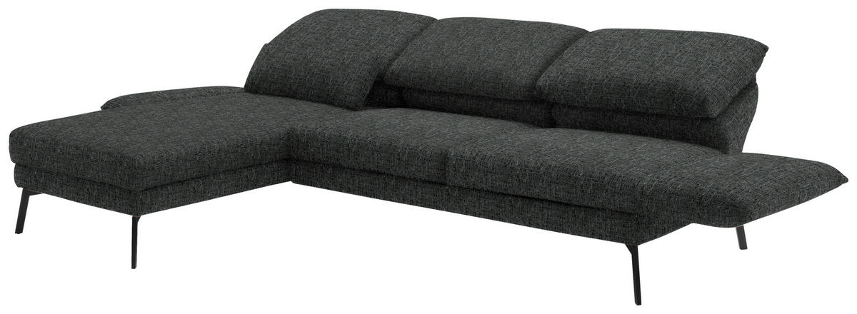 ECKSOFA in Flachgewebe Anthrazit  175/277 cm  - Anthrazit/Schwarz, Design, Textil/Metall (175/277cm) - Schöner Wohnen