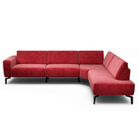ECKSOFA Cosy Rot Samt  - Rot/Schwarz, Design, Textil/Metall (296/213cm) - SENSOO