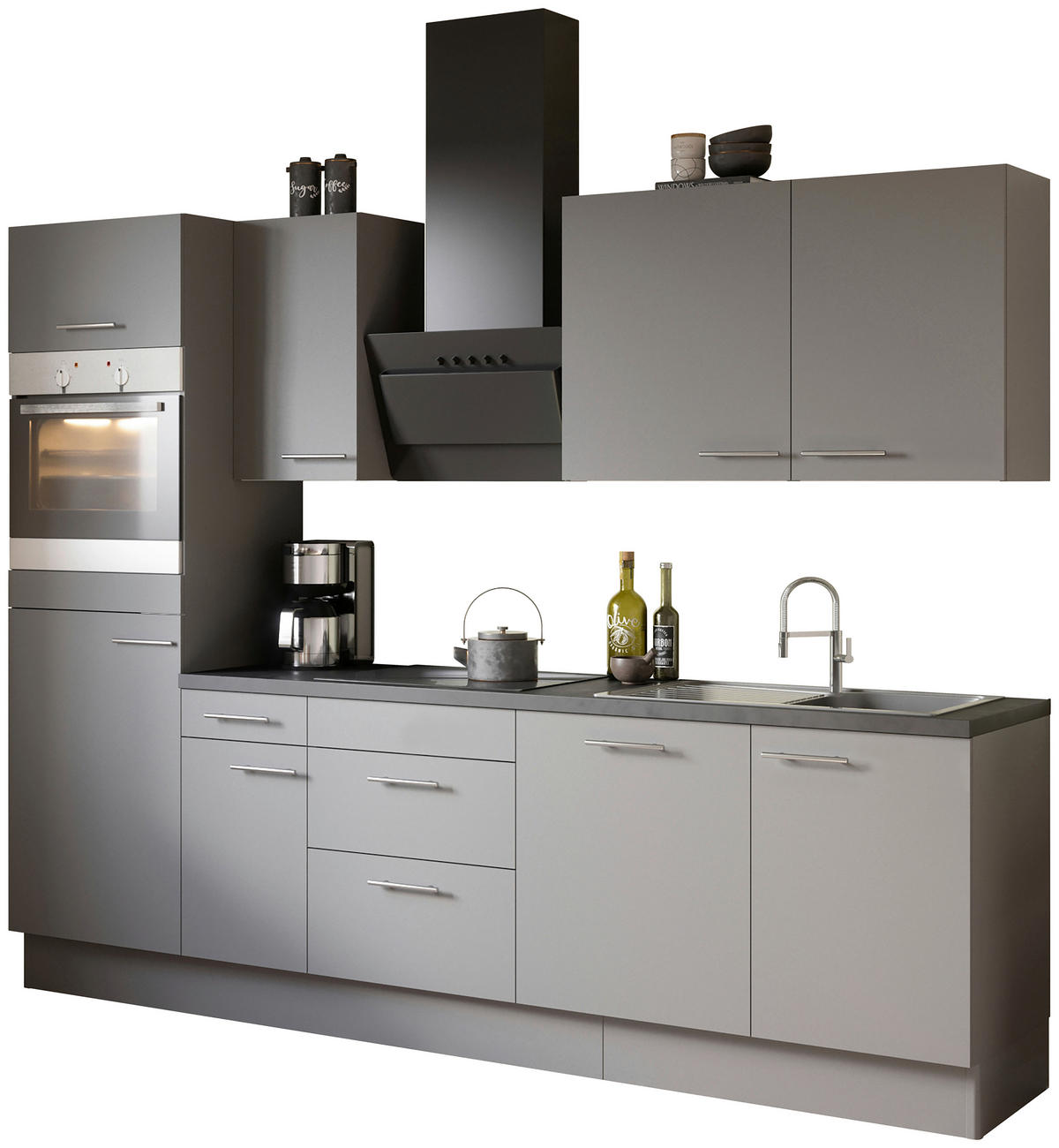 KÜCHENLEERBLOCK 270 cm   in Grau  - Edelstahlfarben/Anthrazit, Basics, Holzwerkstoff/Metall (270cm) - Optifit