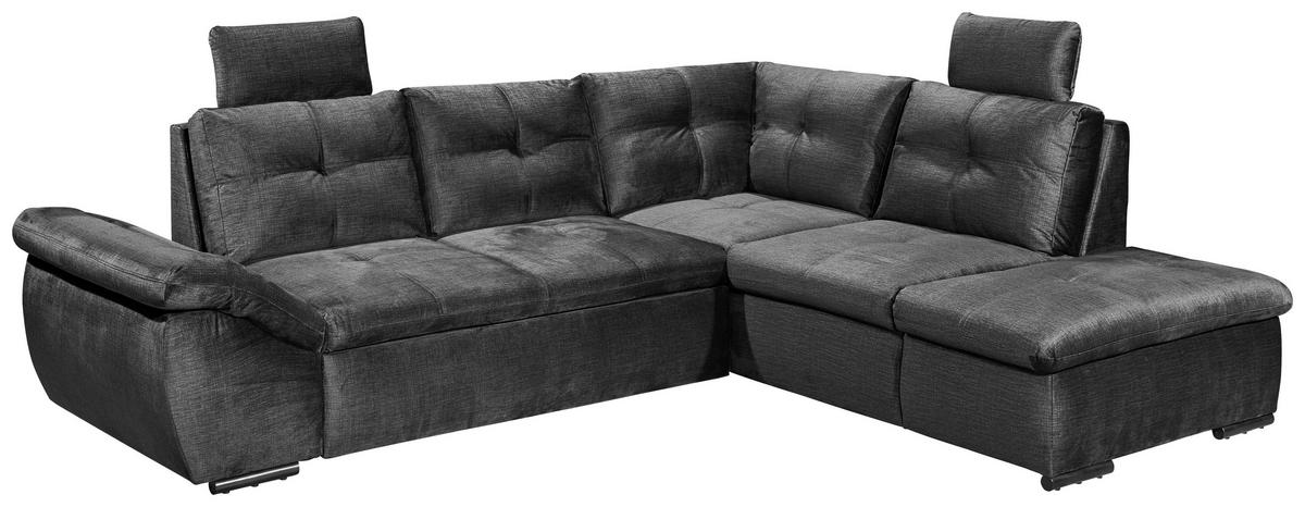 ECKSOFA in Mikrovelours Schwarz  - Schwarz, Konventionell, Kunststoff/Textil (265/217cm) - Carryhome
