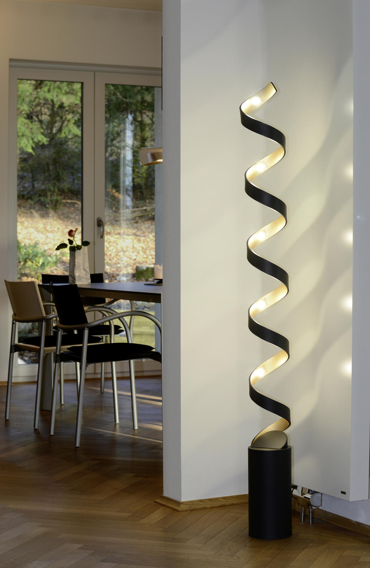 LED-STEHLEUCHTE Helix 14,5/152 cm   - Goldfarben/Schwarz, Design, Metall (14,5/152cm)