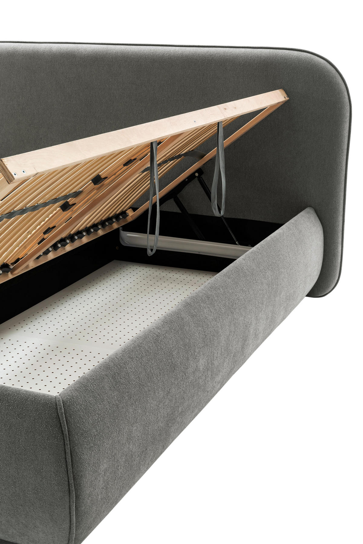 POLSTERBETT Lattenrost, Bettkasten Grau 180/200 cm  - Birkefarben/Buchefarben, Design, Holz/Textil (180/200cm) - Schöner Wohnen