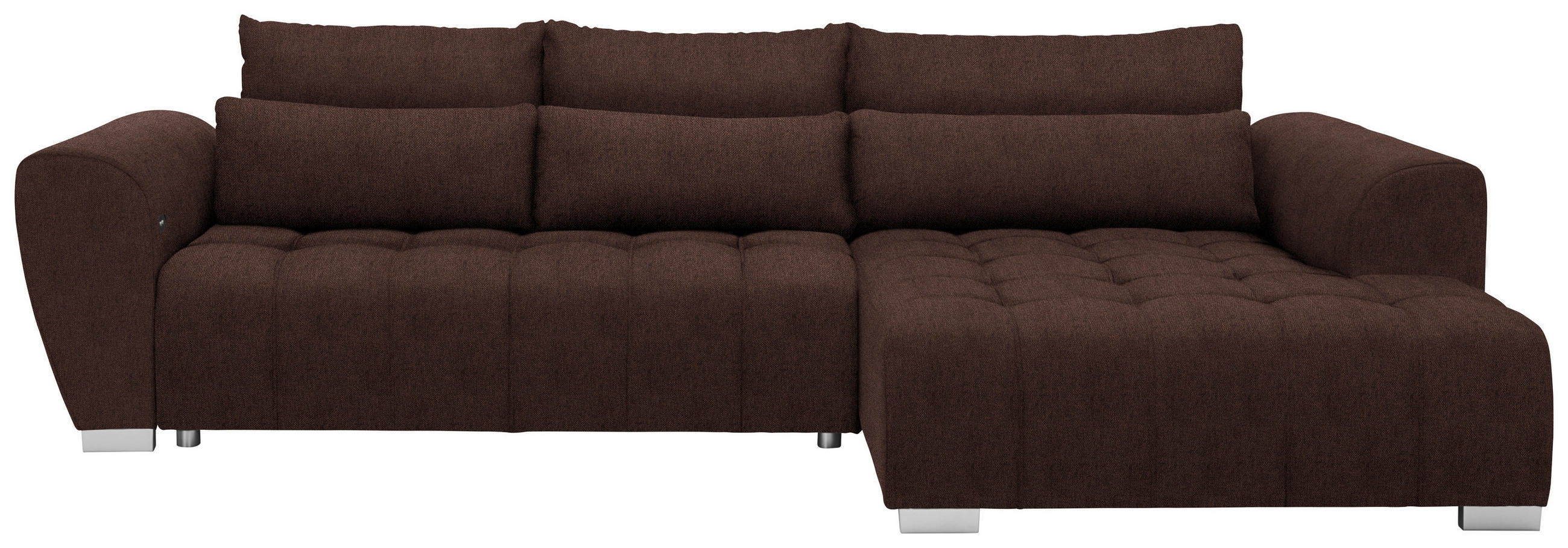HÖRNSOFFA i vävt tyg brun  - brun/silver, Modern, textil/plast (304/218cm) - Livetastic