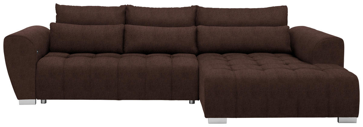 HÖRNSOFFA i vävt tyg brun  - brun/silver, Modern, textil/plast (304/218cm) - Livetastic
