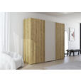 SCHWEBETÜRENSCHRANK 270/223/68 cm 3-türig Eichefarben, Champagner  - Champagner/Eichefarben, Design, Glas/Holz (270/223/68cm) - Novel