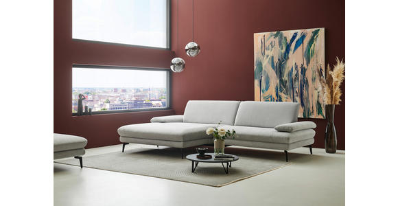 ECKSOFA in Chenille, Flachgewebe Silberfarben 180/284 cm - Silberfarben/Schwarz, Design, Textil/Metall (180/284cm) - Dieter Knoll