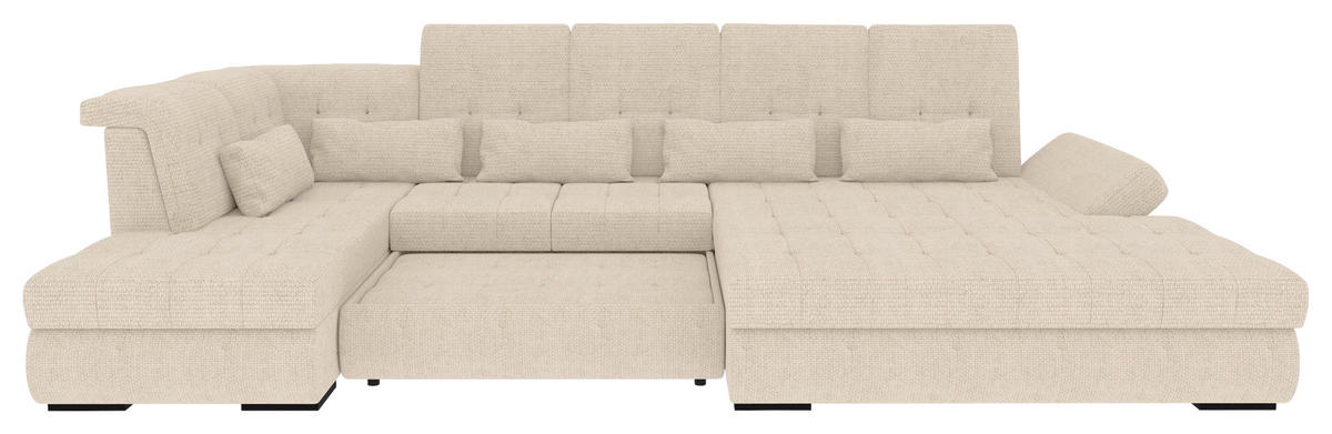 WOHNLANDSCHAFT Perlmutt Struktur  - Perlmutt/Schwarz, KONVENTIONELL, Kunststoff/Textil (222/358/212cm) - Carryhome