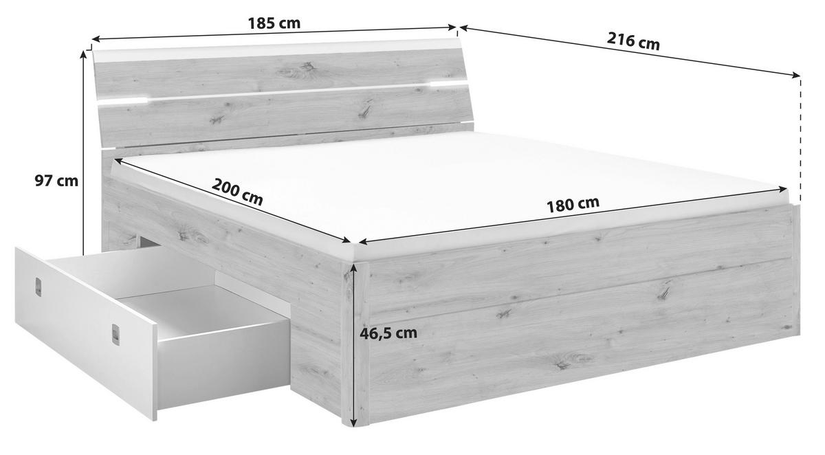 POSTEĽ S ÚLOŽNÝM PRIESTOROM, 180/200 cm, antracitová, biela - biela/antracitová, Modern, kompozitné drevo (180/200cm) - MID.YOU