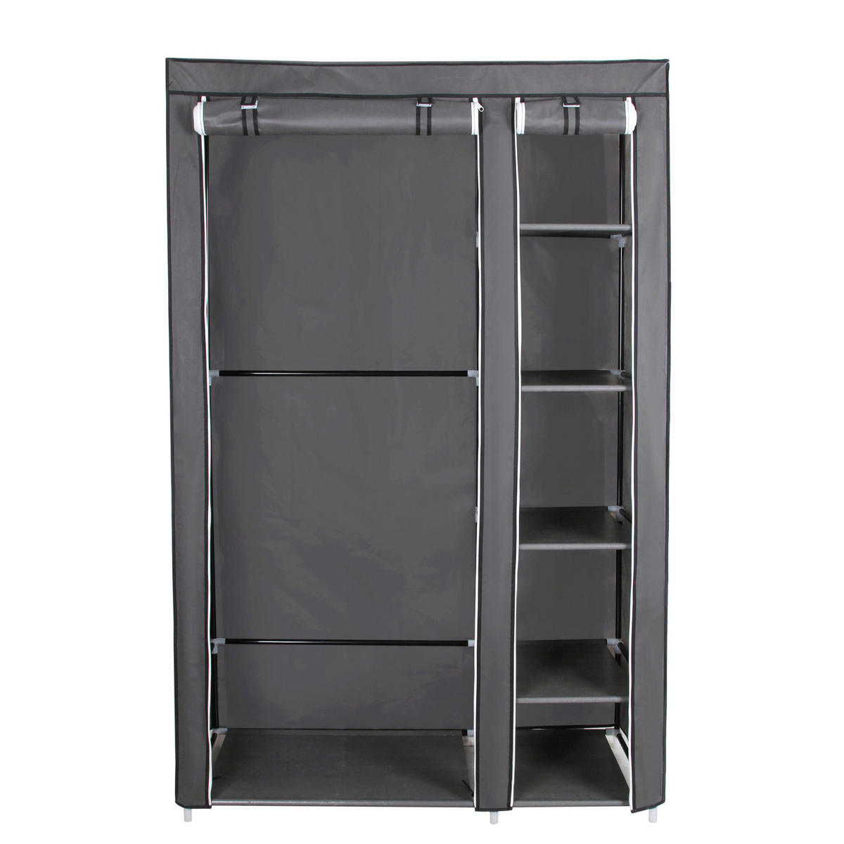 STOFFSCHRANK Grau  - Eschefarben/Grau, Basics, Kunststoff/Textil (110/175/45cm)