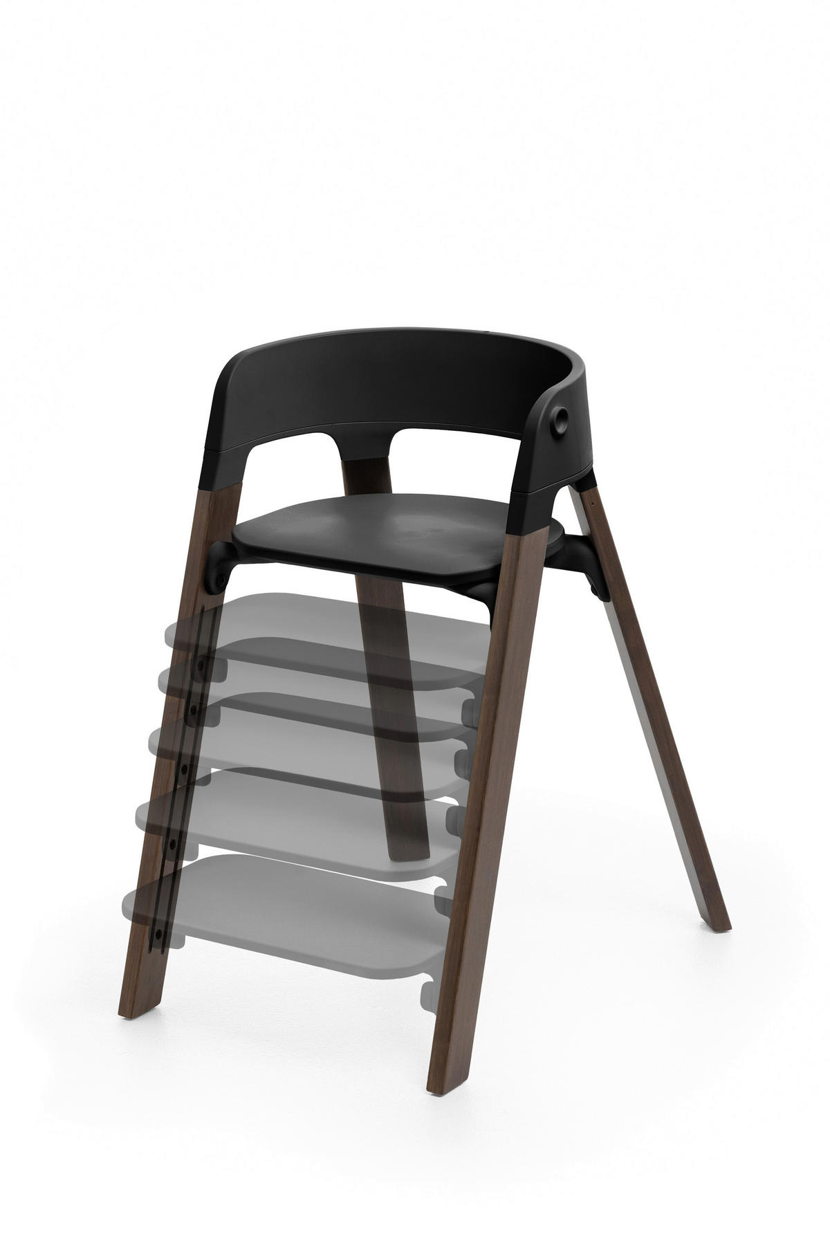 SET ZA STOLČEK ZA HRANJENJE  Steps Bundle  86/74/48 cm         črna  - črna, Basics, les (86/74/48cm) - Stokke