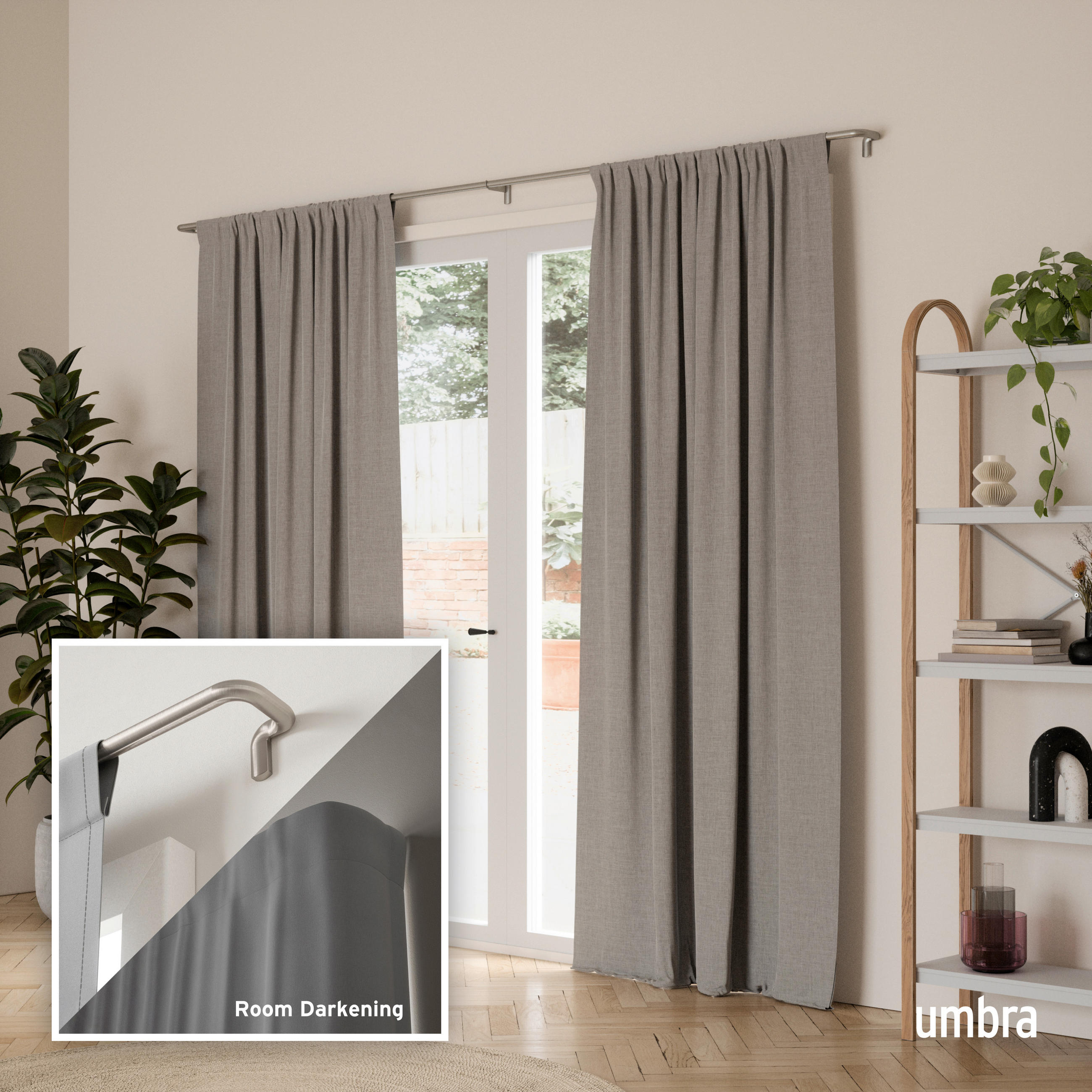 VORHANGSTANGENSET  76-213 cm  - Nickelfarben, KONVENTIONELL, Kunststoff/Metall (76-213cm) - Umbra
