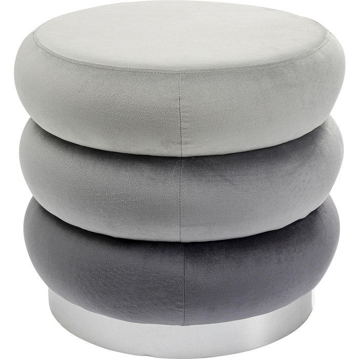 HOCKER Samt Grau, Hellgrau  - Hellgrau/Alufarben, Trend, Textil/Metall (40/45/40cm) - Kare-Design
