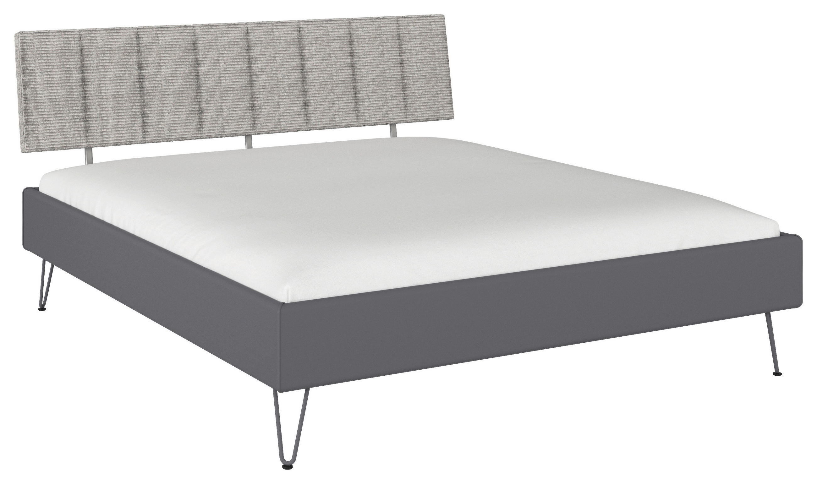 BETT 180/200 cm,  in Grau,  - Grau, Design, Textil/Metall (180/200cm) - Carryhome